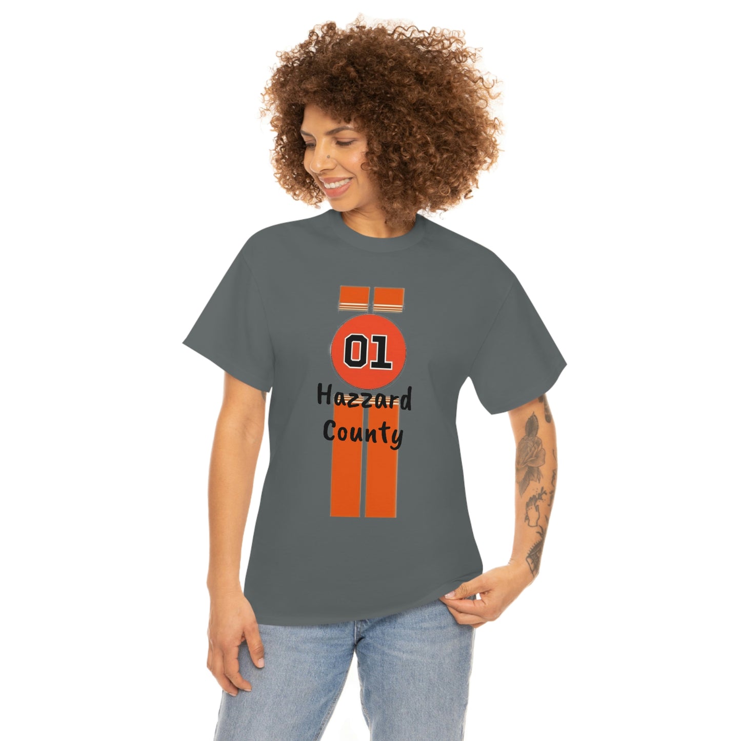 Hazzard County General Lee Racing Stripes Heavy Cotton Tee