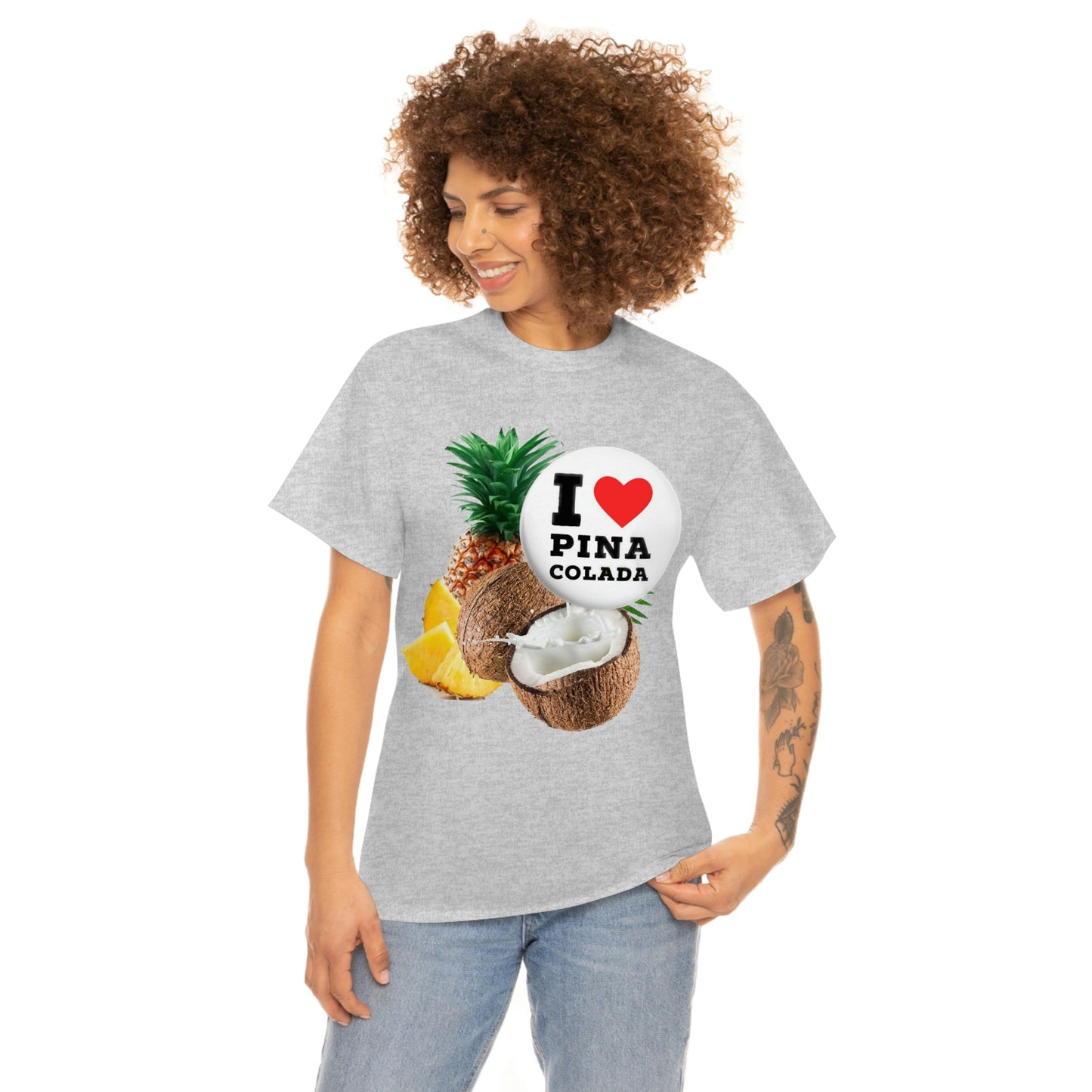 I Love Pina Colada Unisex Heavy Cotton Tee Shirt