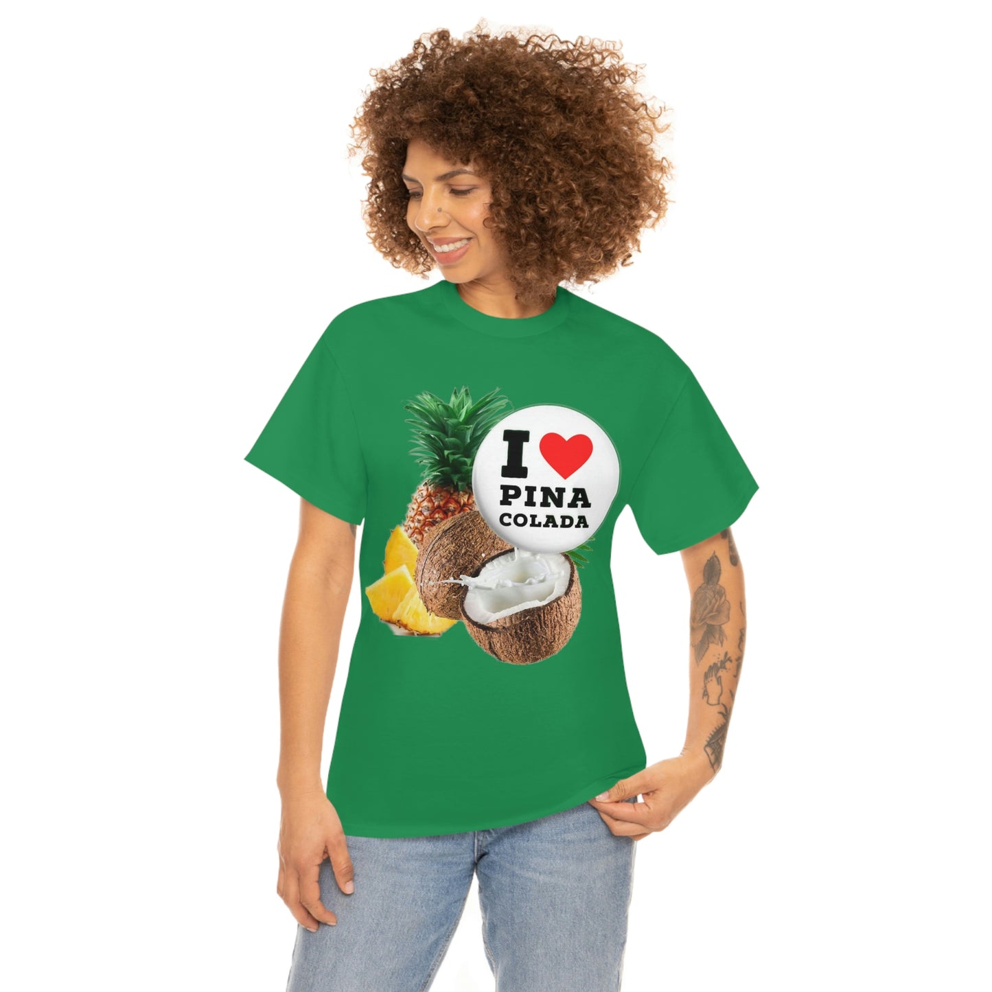 I Love Pina Colada Unisex Heavy Cotton Tee Shirt