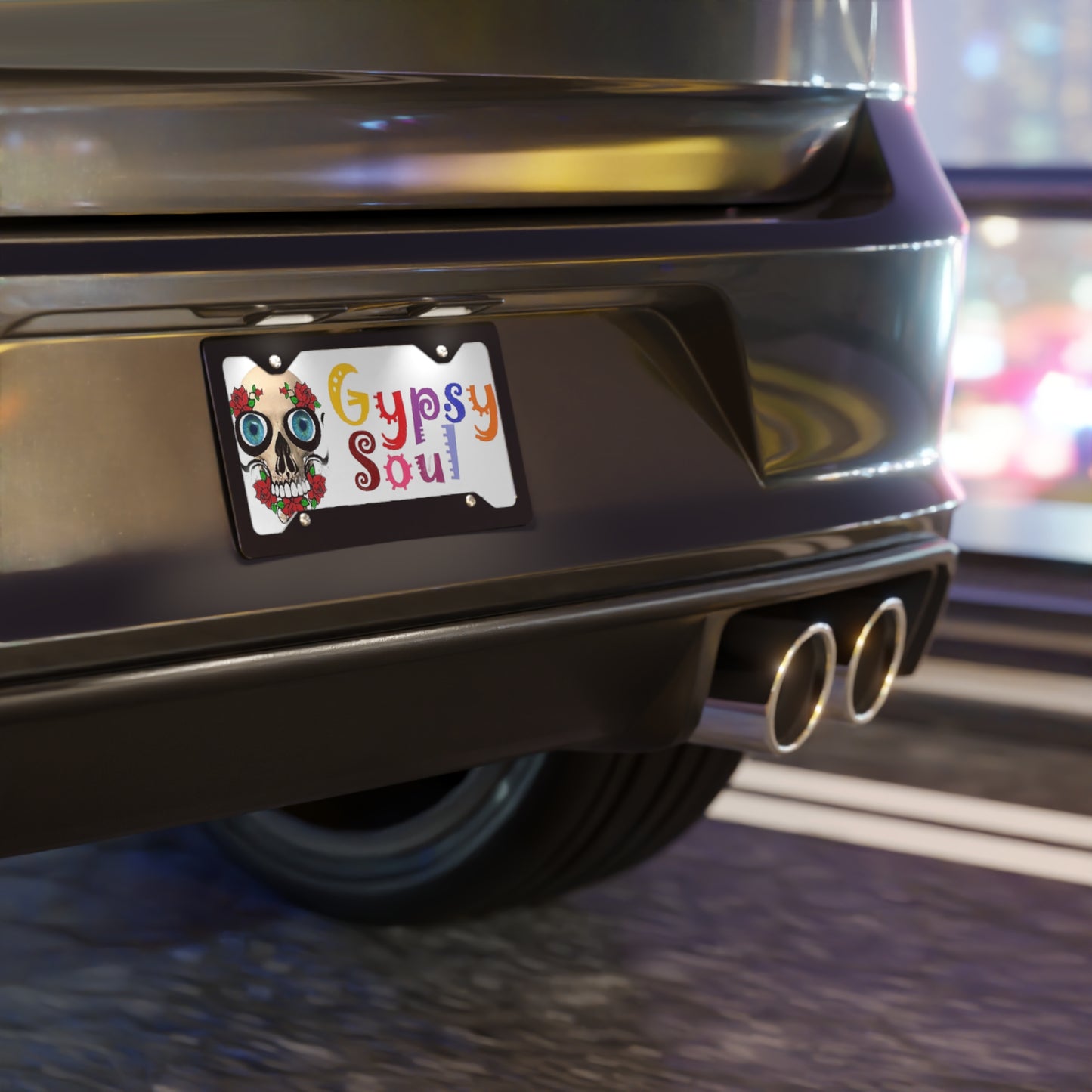 Gypsy Soul Skull and Roses Vanity License Plate