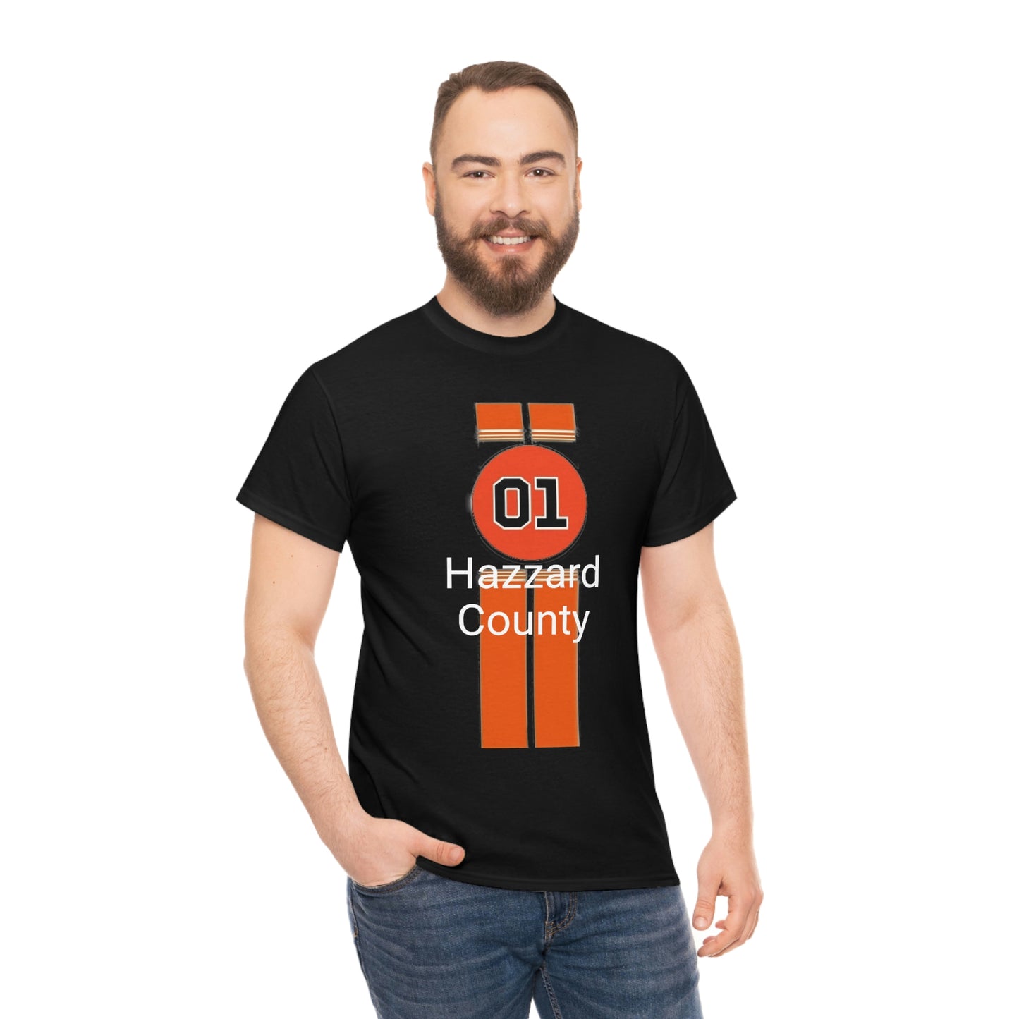 Hazzard County General Lee Racing Stripes Heavy Cotton Tee