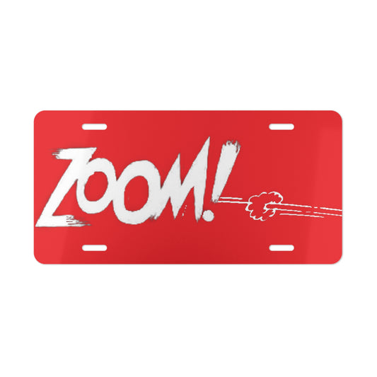 ZOOM Red Novelty Metal Vanity Plate