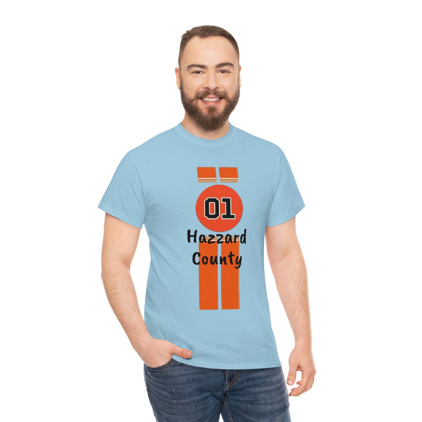 Hazzard County General Lee Racing Stripes Heavy Cotton Tee