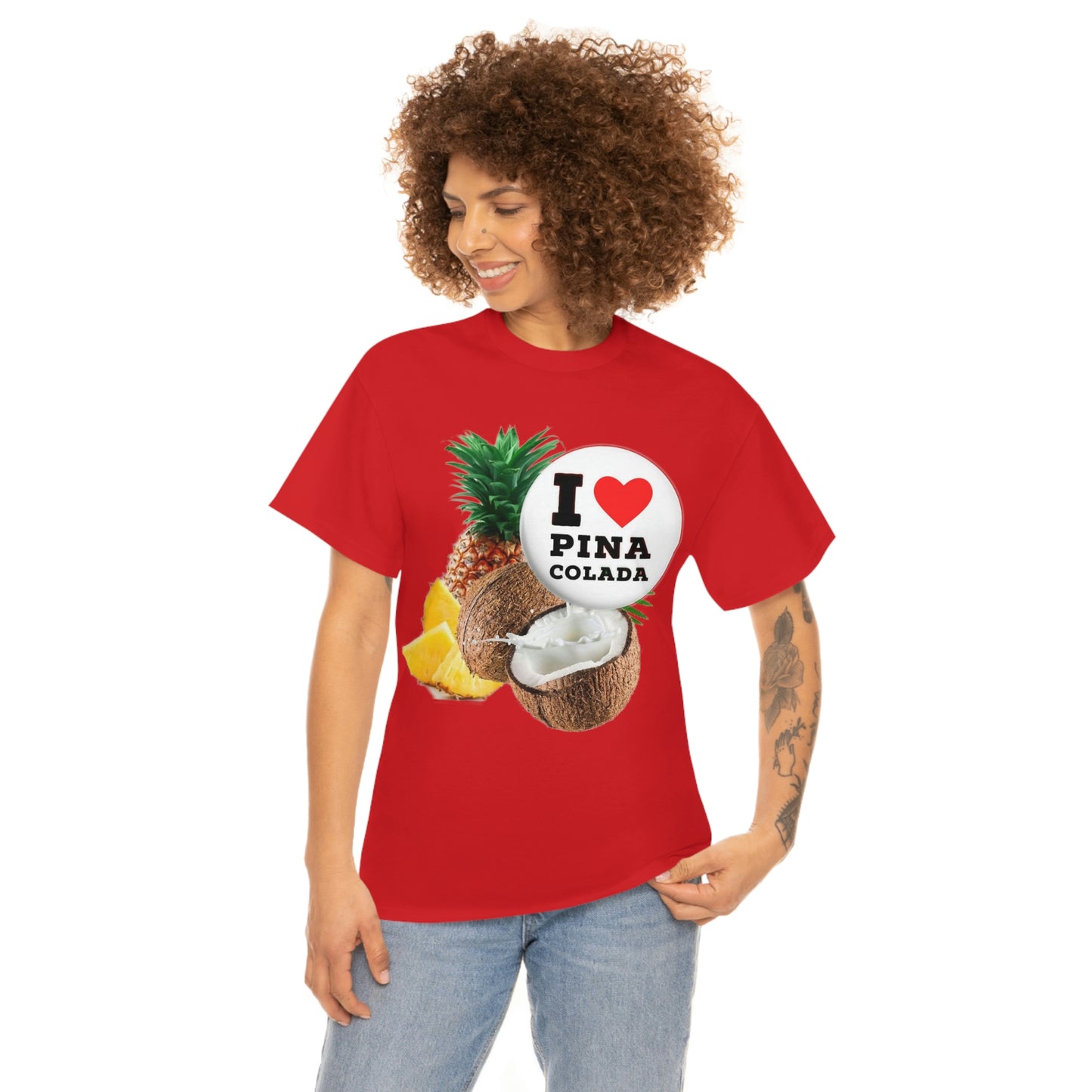 I Love Pina Colada Unisex Heavy Cotton Tee Shirt
