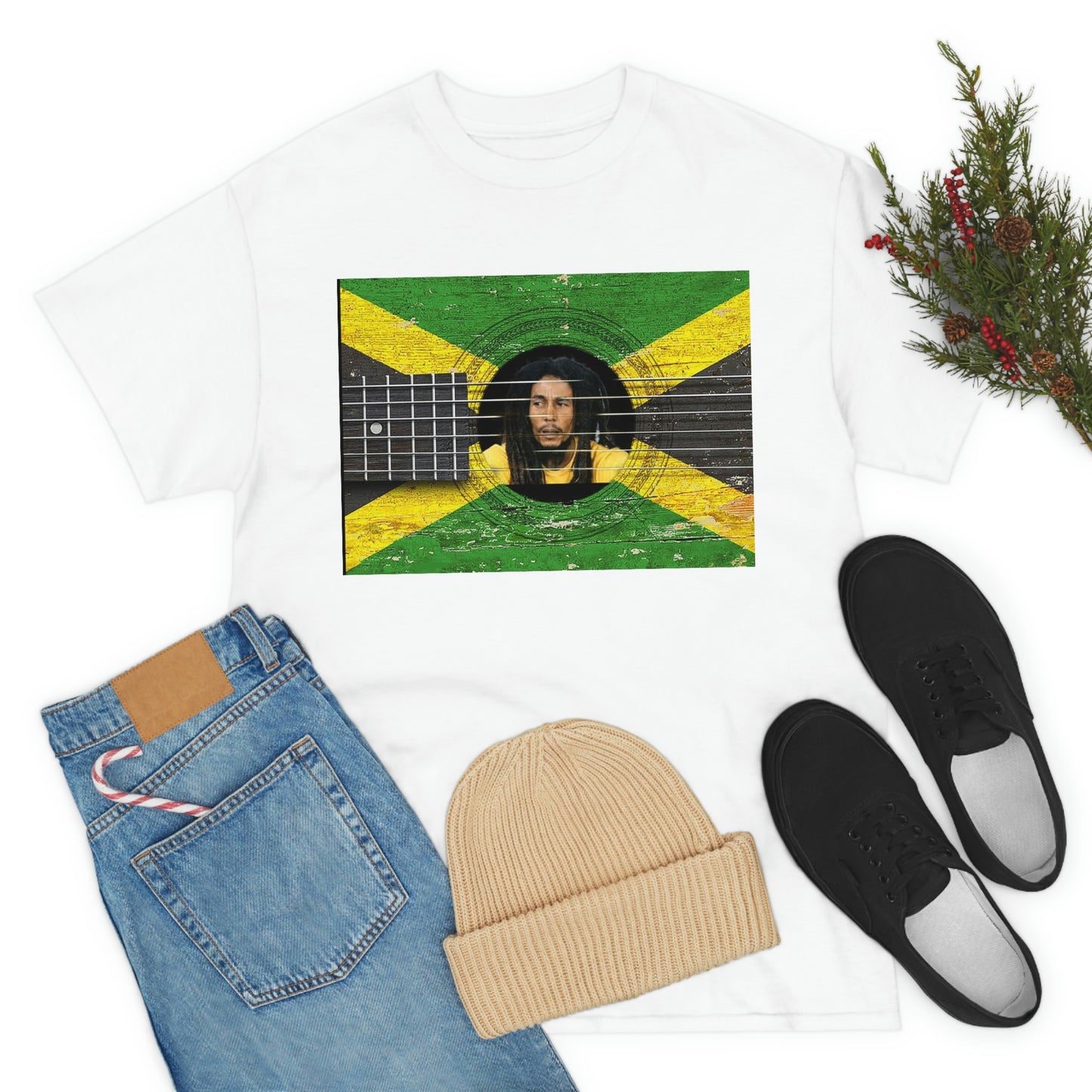 Bob Marley Reggae Guitar Unisex Heavy Cotton Tee