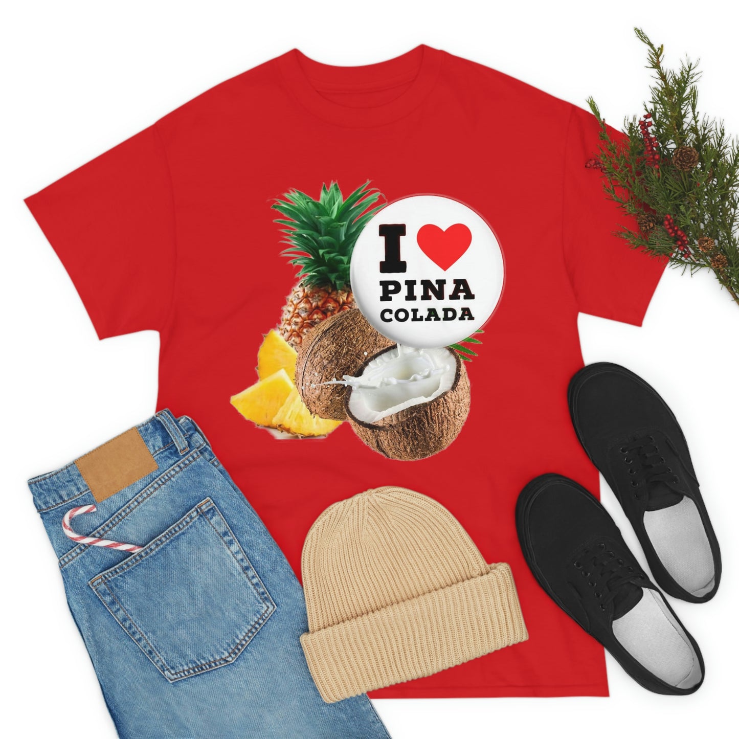 I Love Pina Colada Unisex Heavy Cotton Tee Shirt