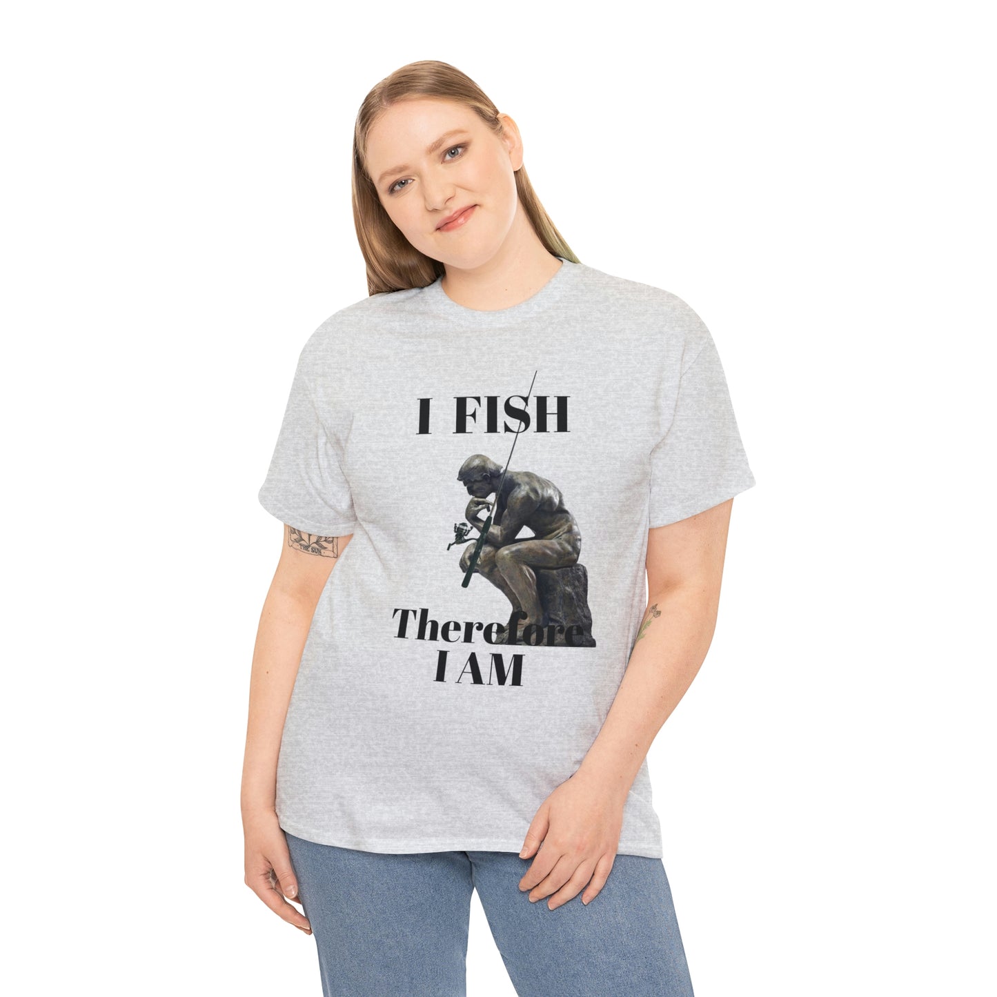 I Fish Therefore I am Unisex Heavy Cotton Tee
