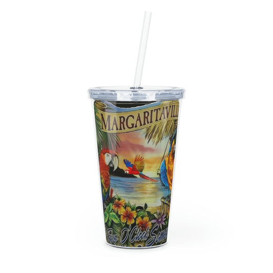 Margaritaville Parrot Heads Plastic Tumbler with Straw
