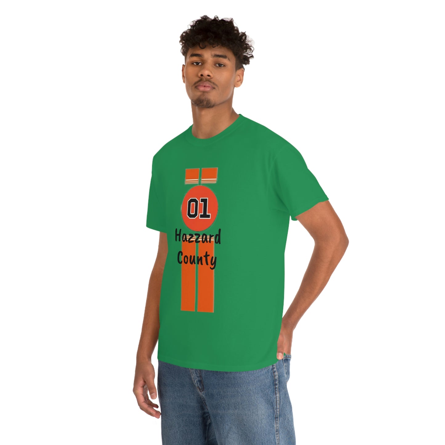 Hazzard County General Lee Racing Stripes Heavy Cotton Tee