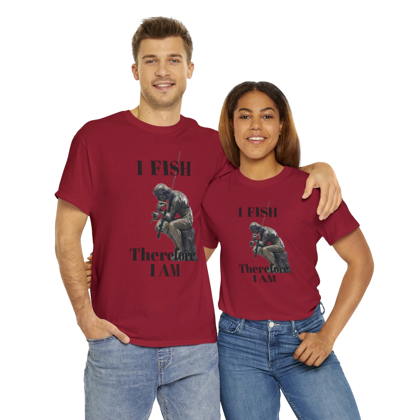 I Fish Therefore I am Unisex Heavy Cotton Tee