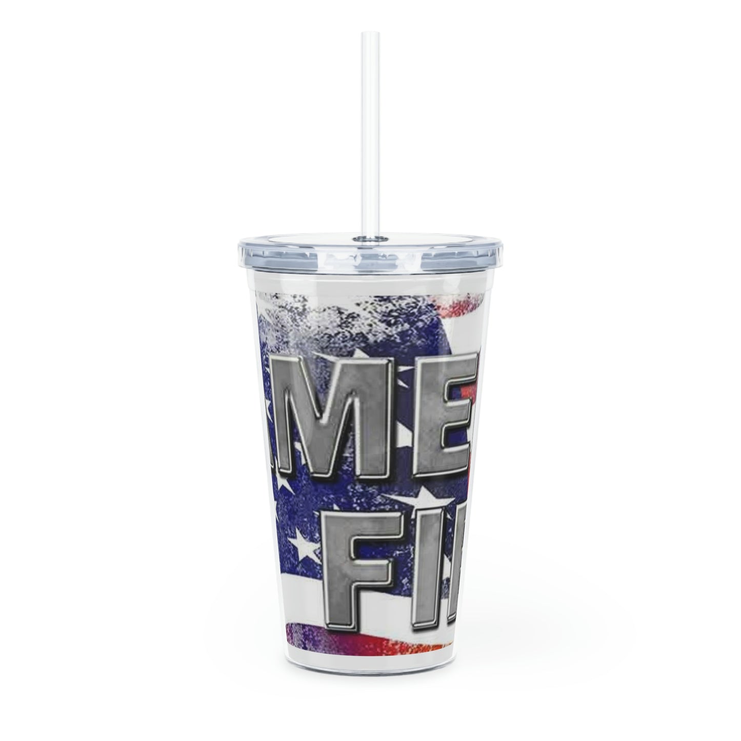 America First Plastic Tumbler with Straw