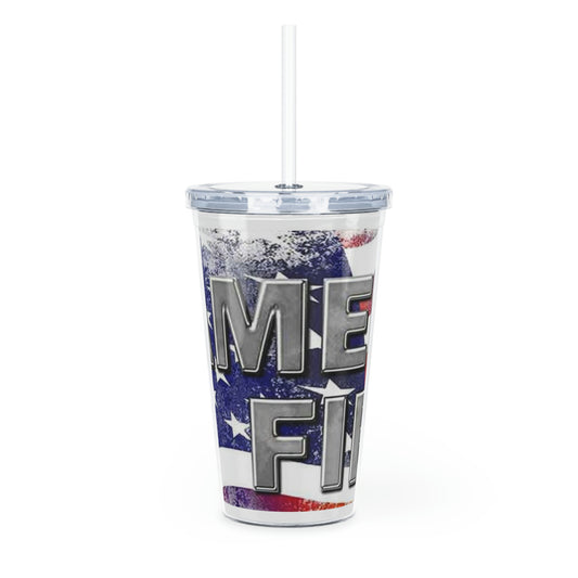 America First Plastic Tumbler with Straw