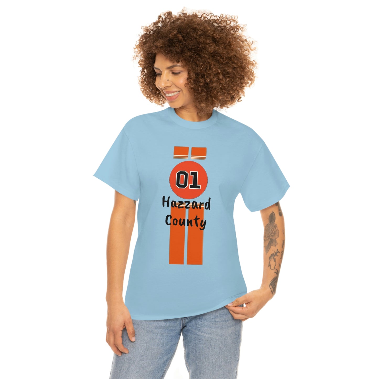 Hazzard County General Lee Racing Stripes Heavy Cotton Tee
