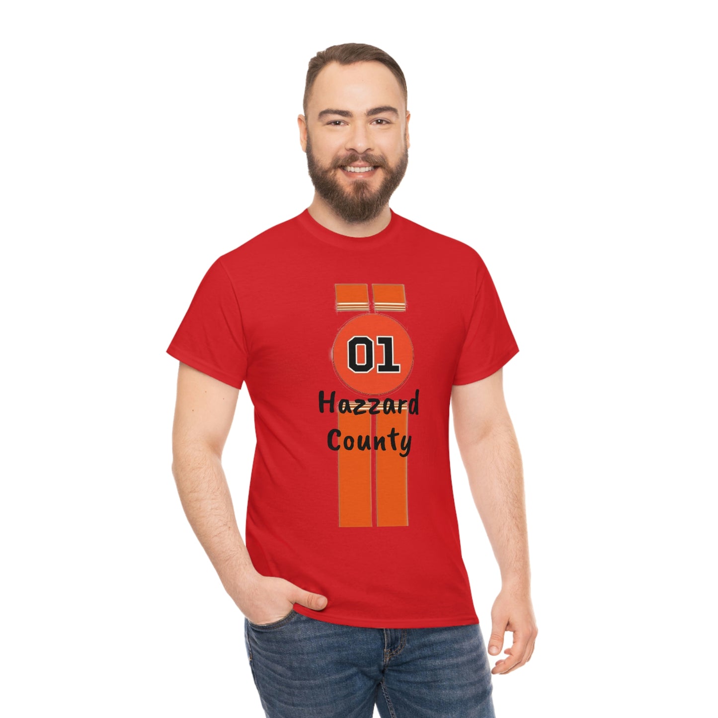 Hazzard County General Lee Racing Stripes Heavy Cotton Tee