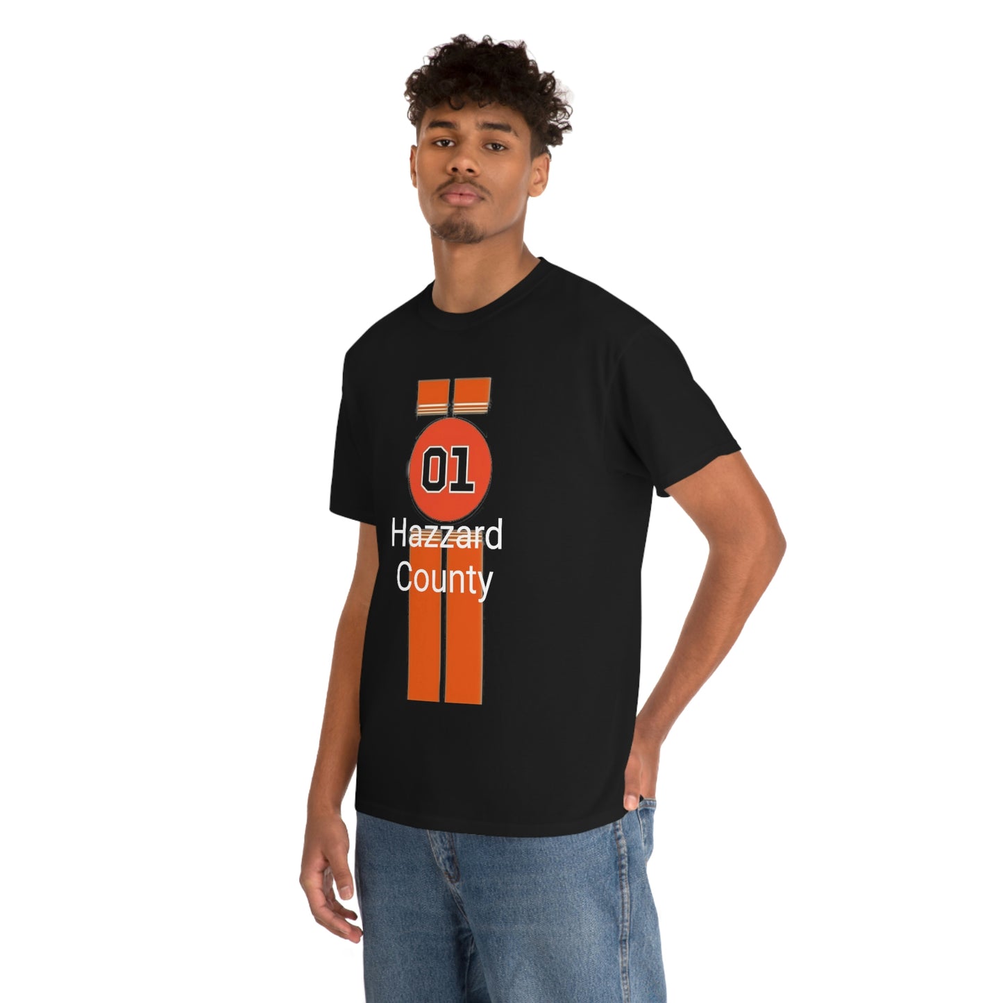 Hazzard County General Lee Racing Stripes Heavy Cotton Tee