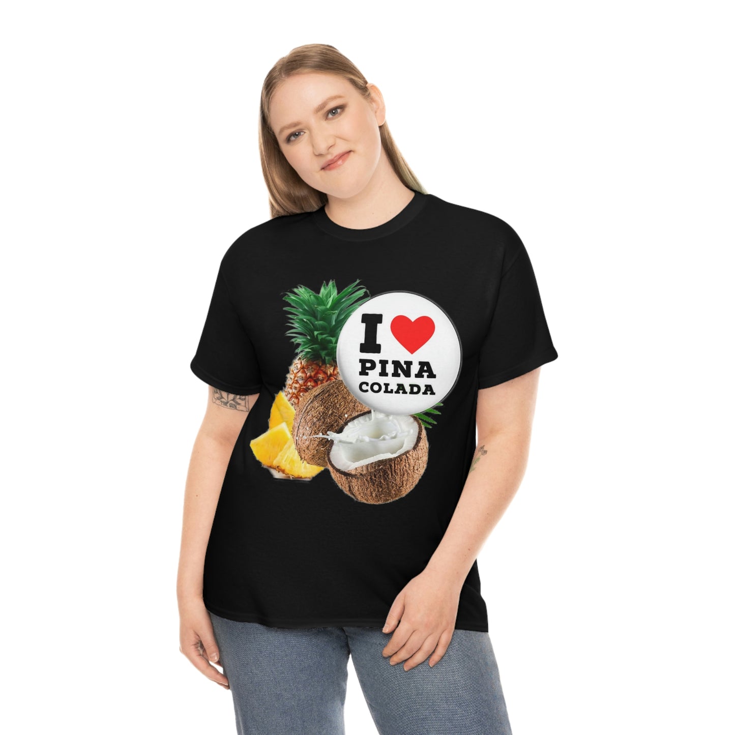 I Love Pina Colada Unisex Heavy Cotton Tee Shirt