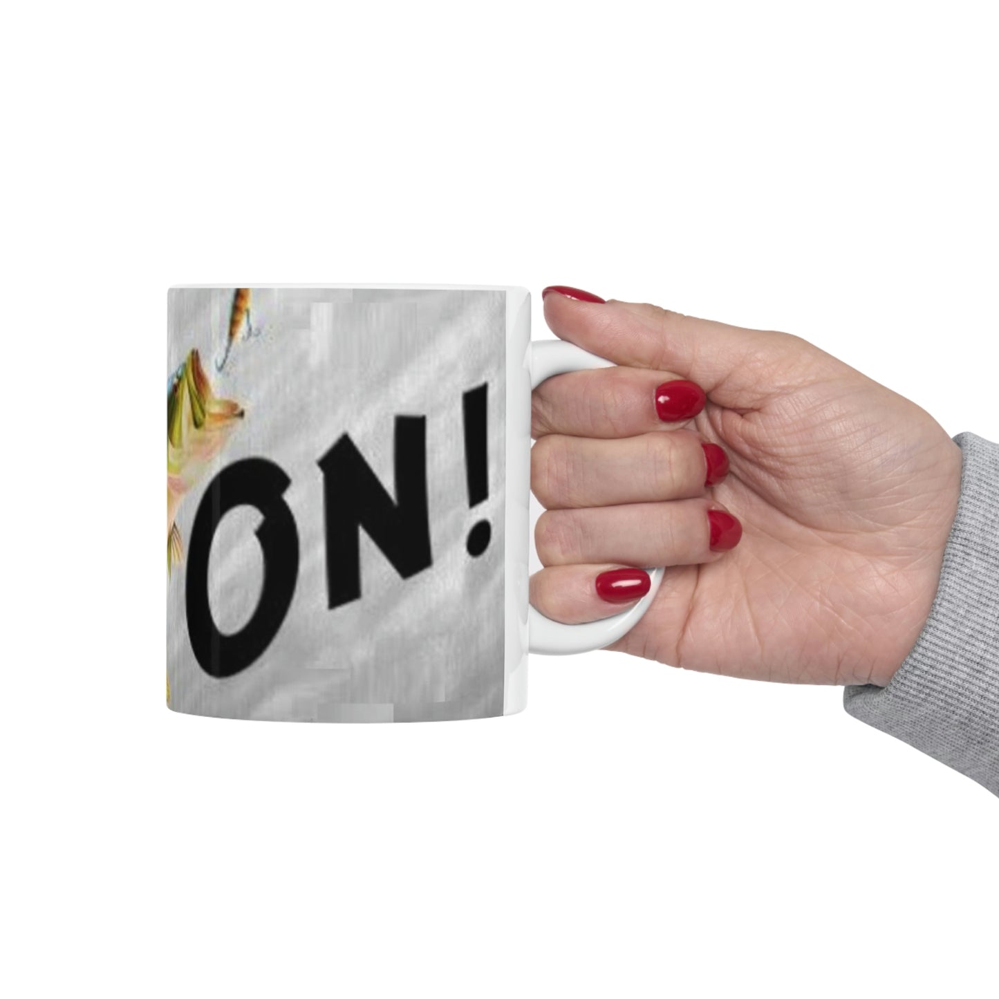 Hand Held Fish-On Fisherman's Ceramic Mug