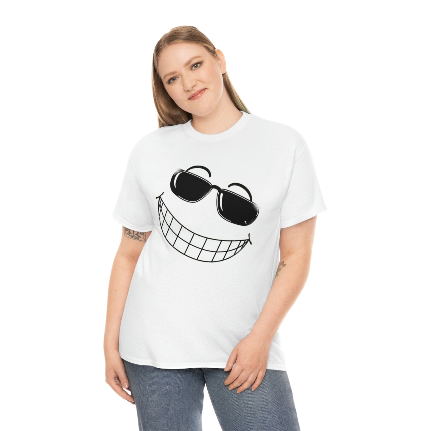 Joe Cool Smiley Face Unisex Heavy Cotton Tee