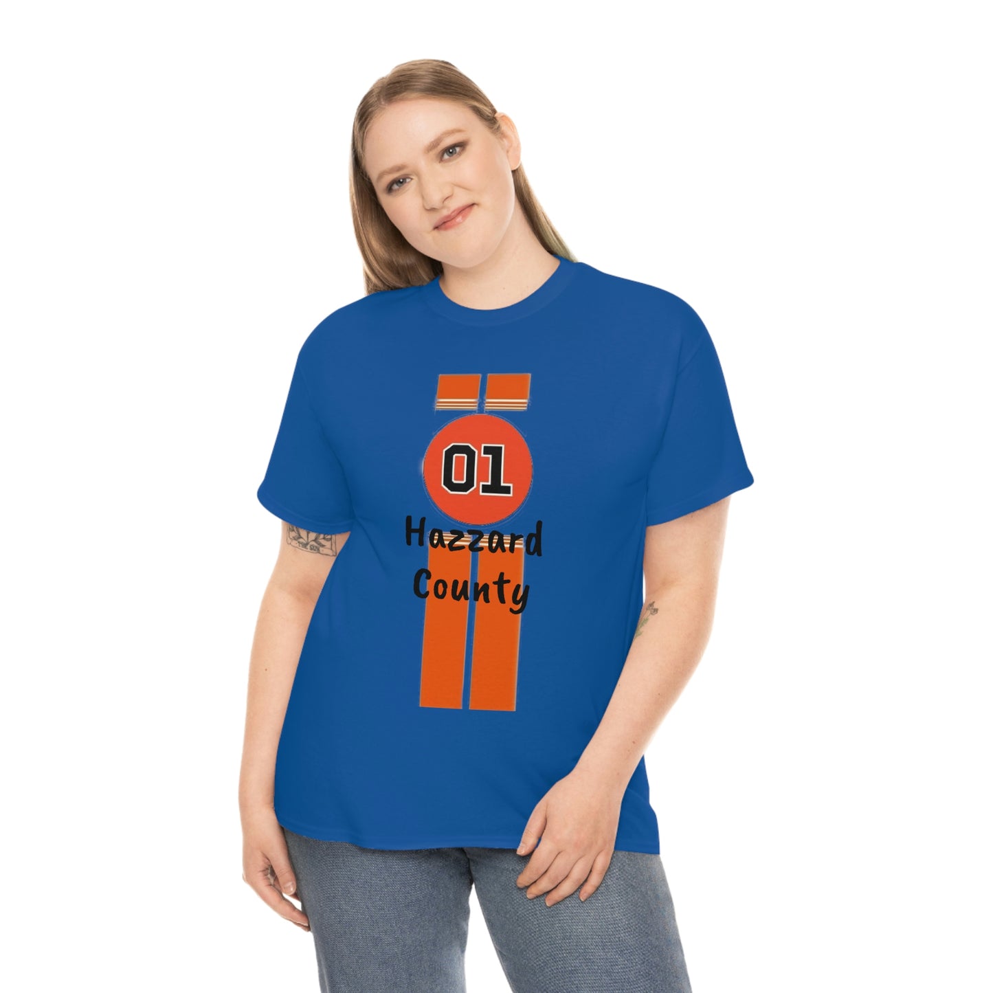 Hazzard County General Lee Racing Stripes Heavy Cotton Tee