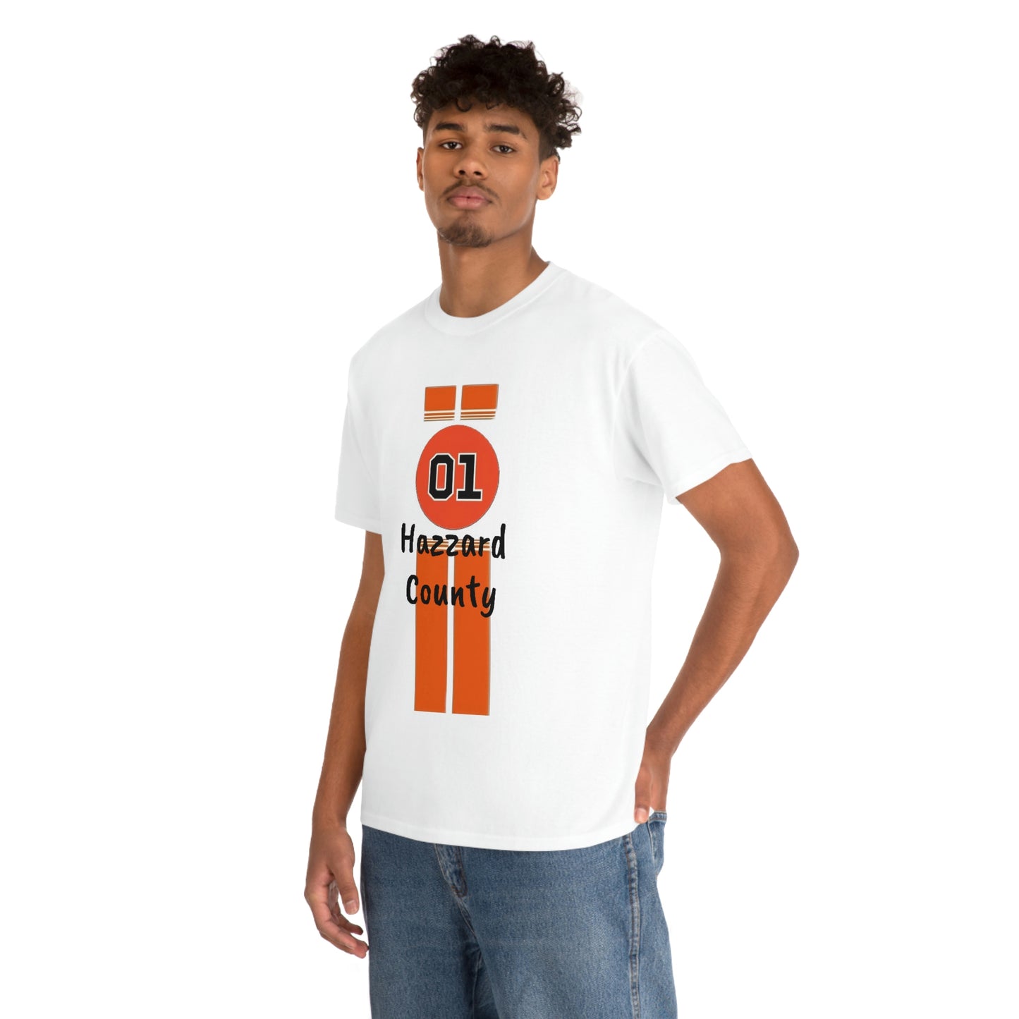 Hazzard County General Lee Racing Stripes Heavy Cotton Tee