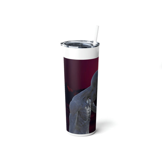 Alien Head Smack Skinny Steel Tumbler with Straw, 20oz