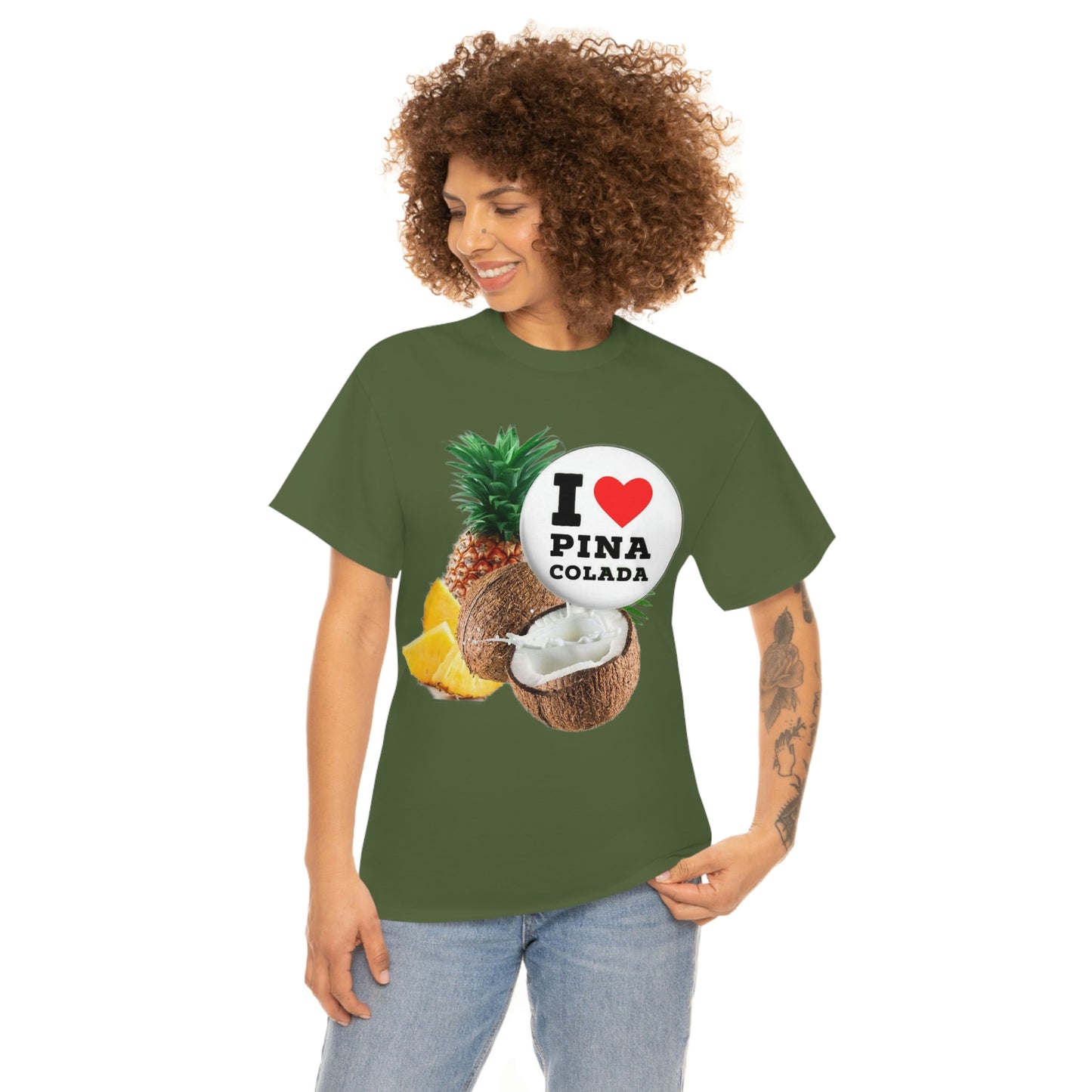 I Love Pina Colada Unisex Heavy Cotton Tee Shirt