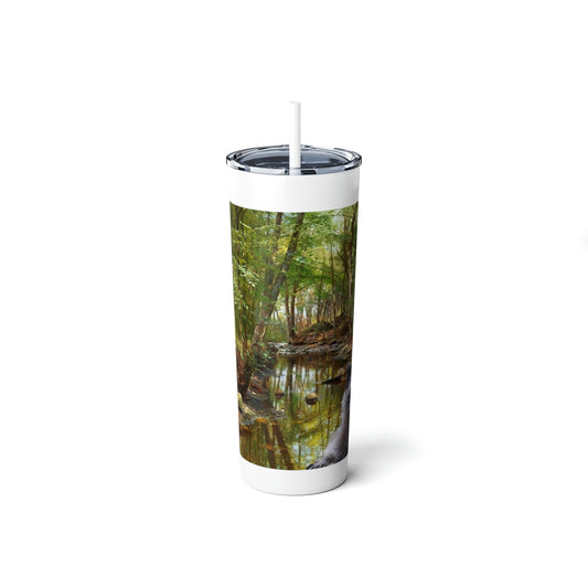 Scenic Woodlands Stream Skinny Steel Tumbler with Straw, 20oz