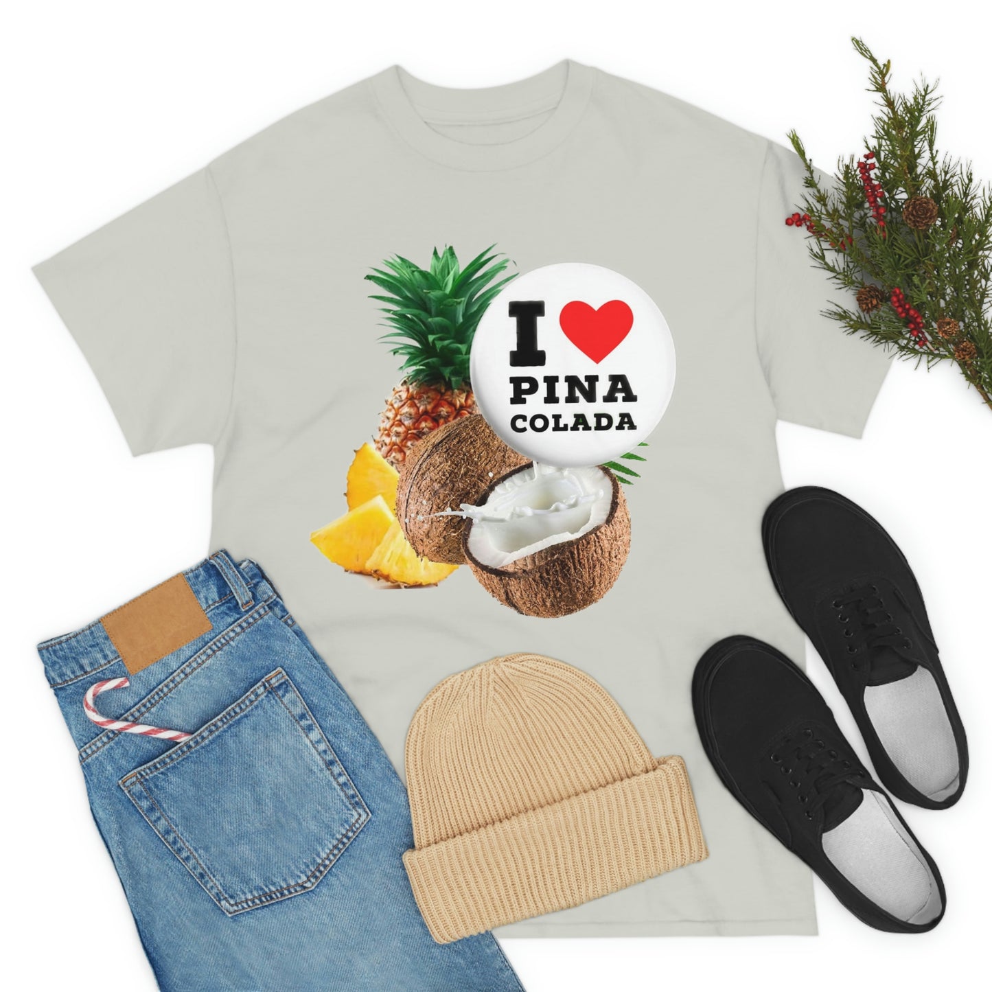 I Love Pina Colada Unisex Heavy Cotton Tee Shirt