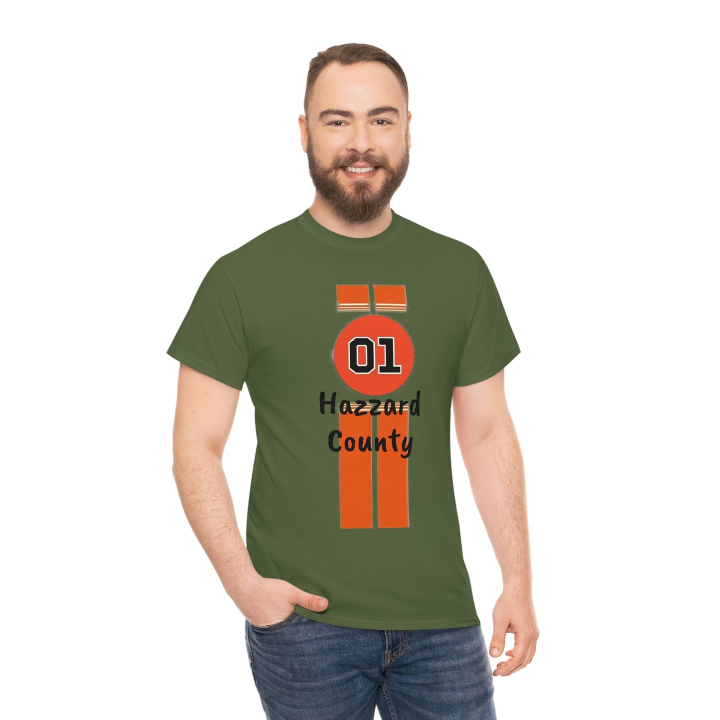 Hazzard County General Lee Racing Stripes Heavy Cotton Tee
