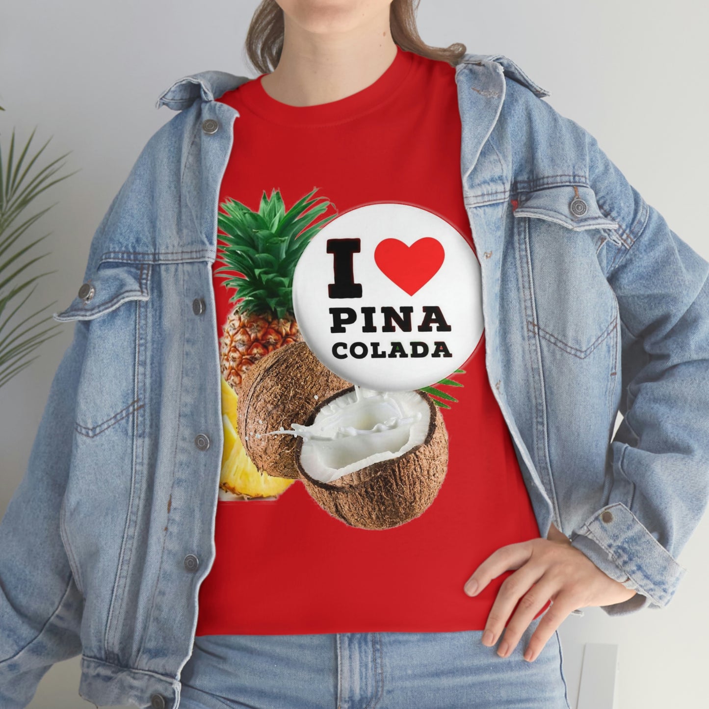I Love Pina Colada Unisex Heavy Cotton Tee Shirt