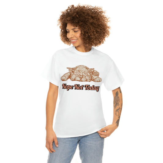 Nope - Not Today Unisex Heavy Cotton Tee Girl Model