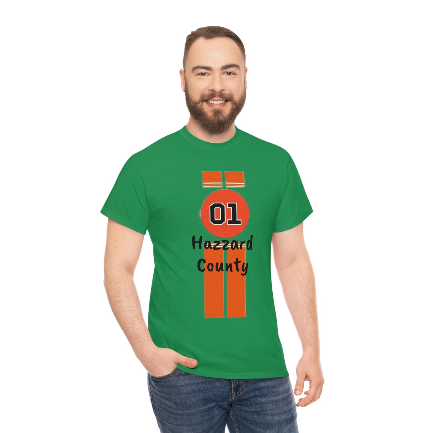 Hazzard County General Lee Racing Stripes Heavy Cotton Tee