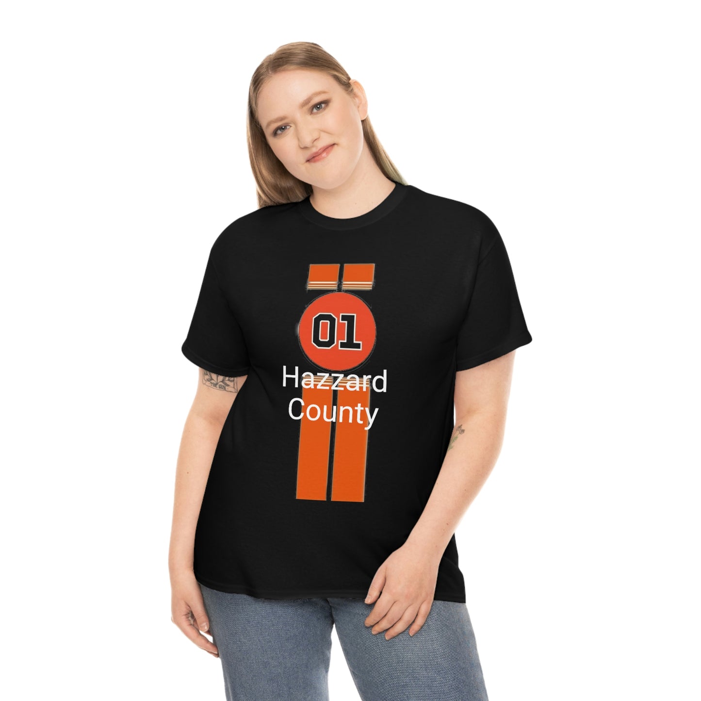 Hazzard County General Lee Racing Stripes Heavy Cotton Tee