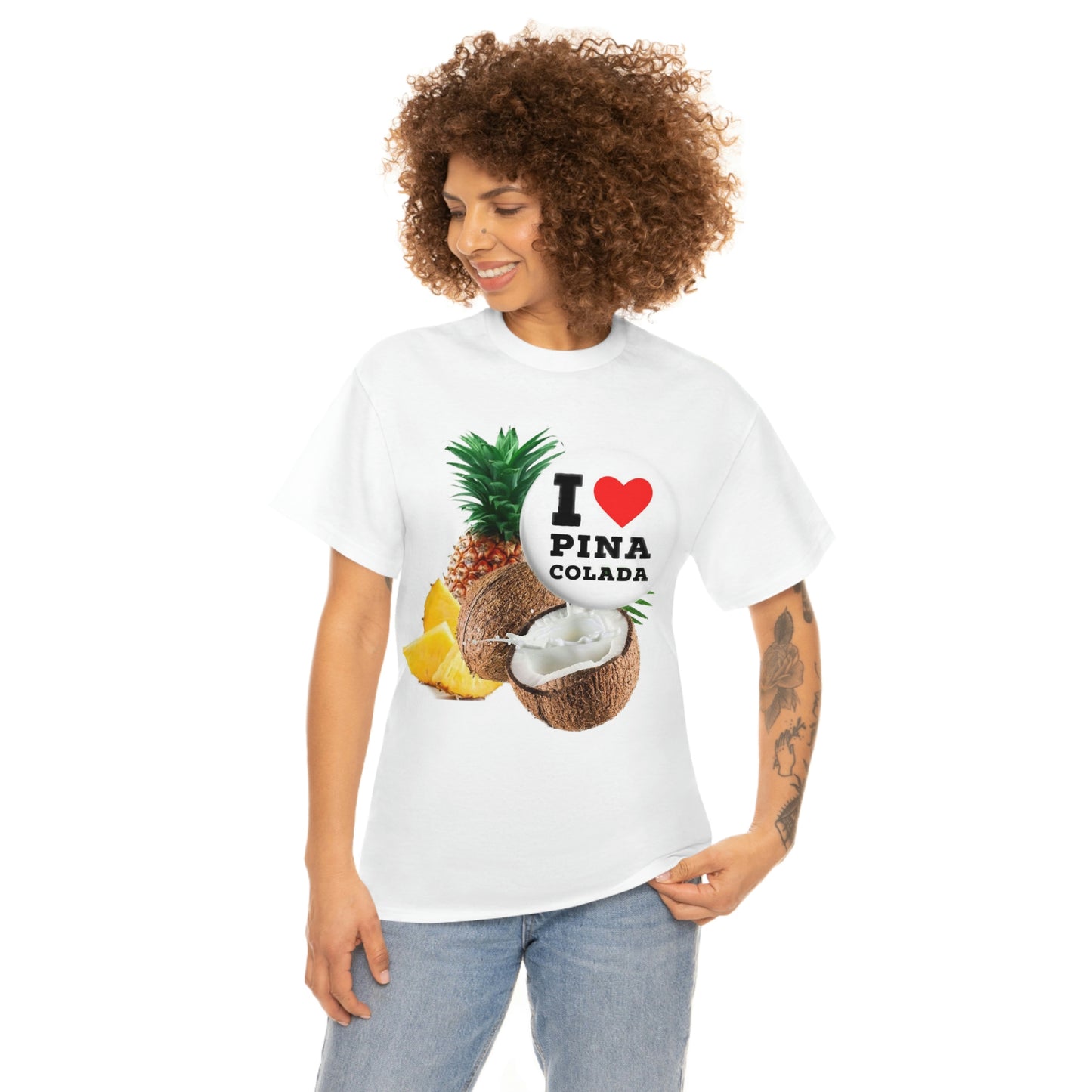 I Love Pina Colada Unisex Heavy Cotton Tee Shirt