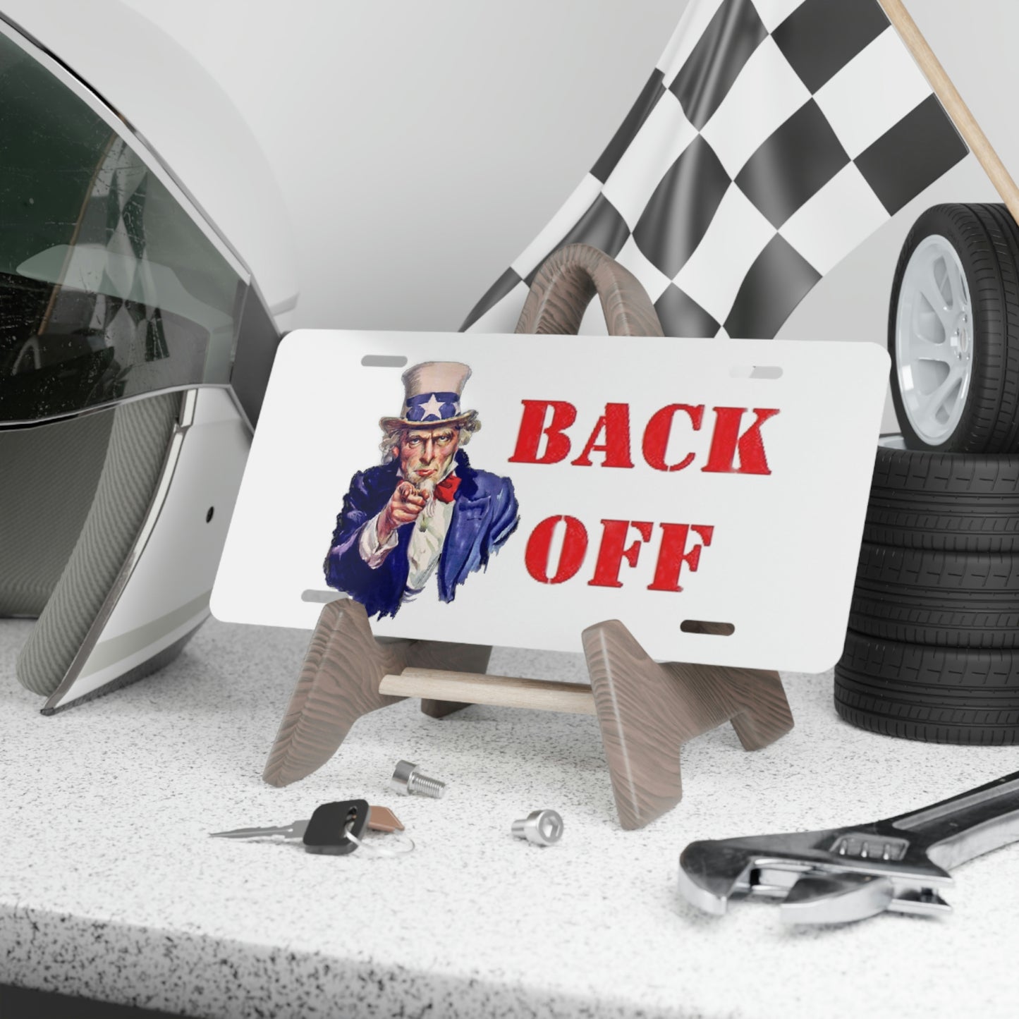 Uncle Sam - Back Off Vanity License Plate