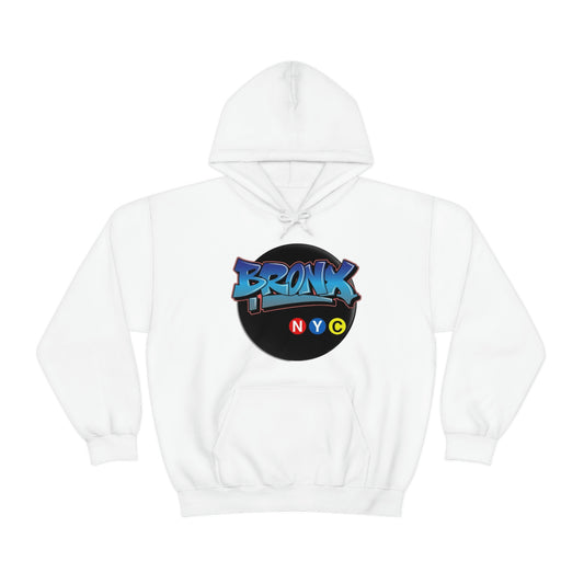 Bronx Graffiti Style Unisex Heavy Blend Hooded Sweatshirt White