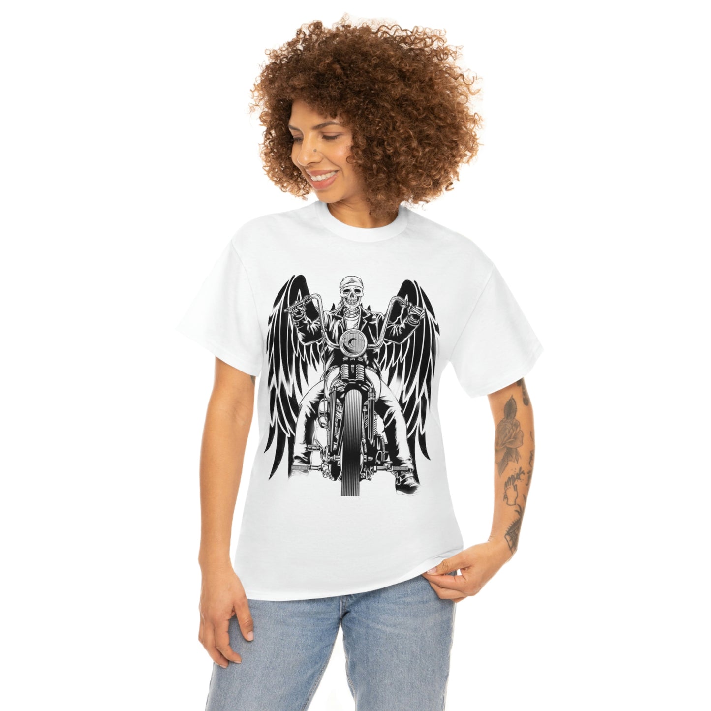 Female Model Bikers Prayer Unisex Heavy Cotton Tee Shirt