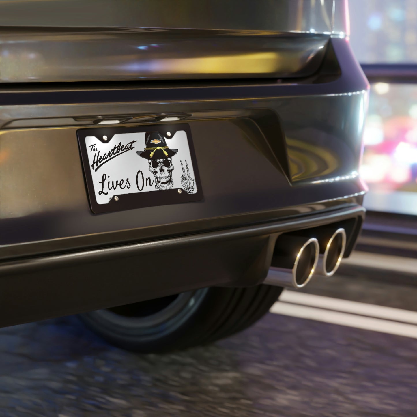 Chevy The Heartbeat Lives On Parody Vanity license Plate