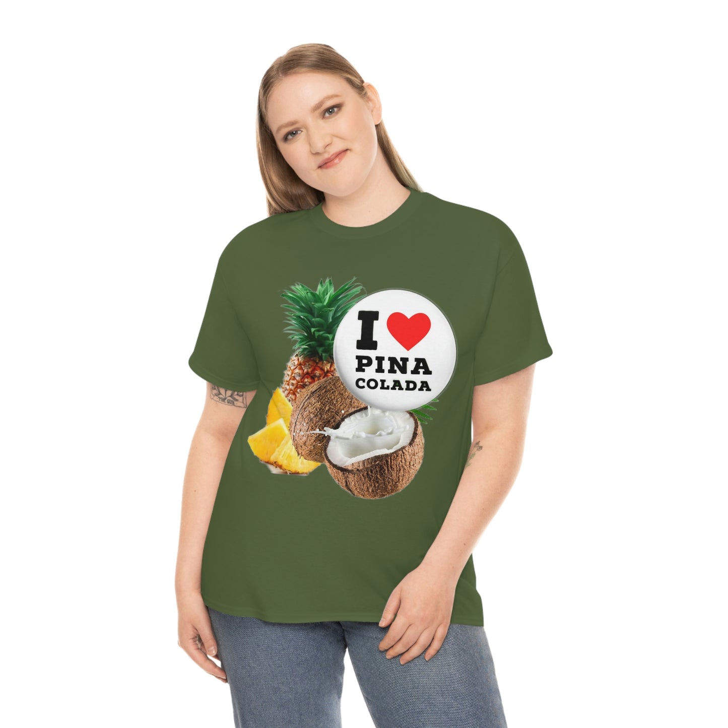 I Love Pina Colada Unisex Heavy Cotton Tee Shirt