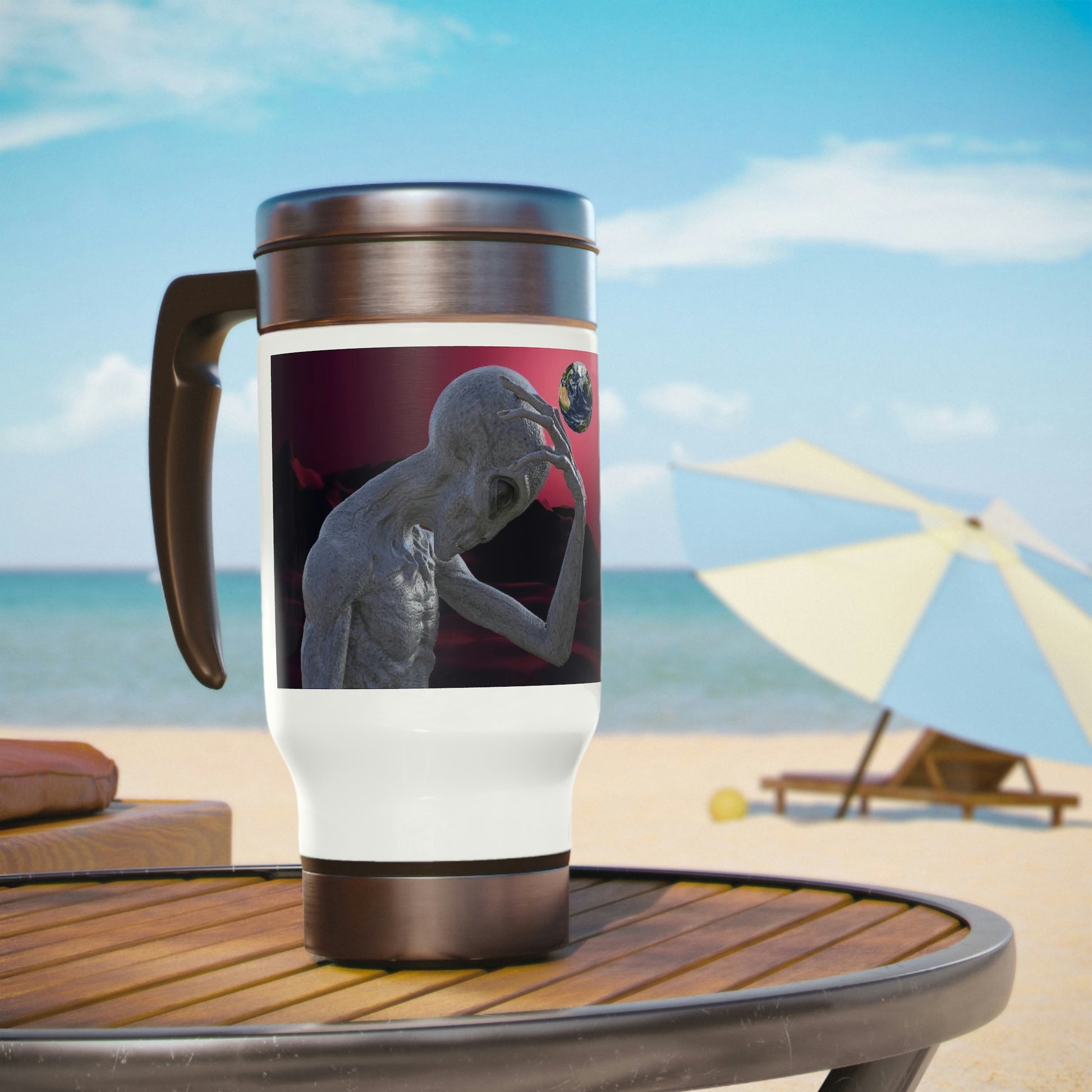 In Context Alien Freindly Stainless Steel Travel Mug with Handle, 14oz