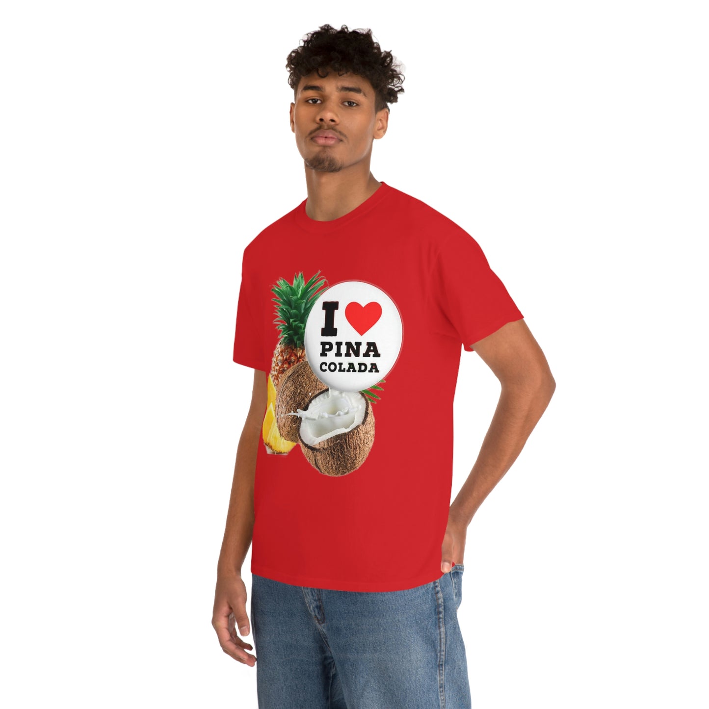 I Love Pina Colada Unisex Heavy Cotton Tee Shirt