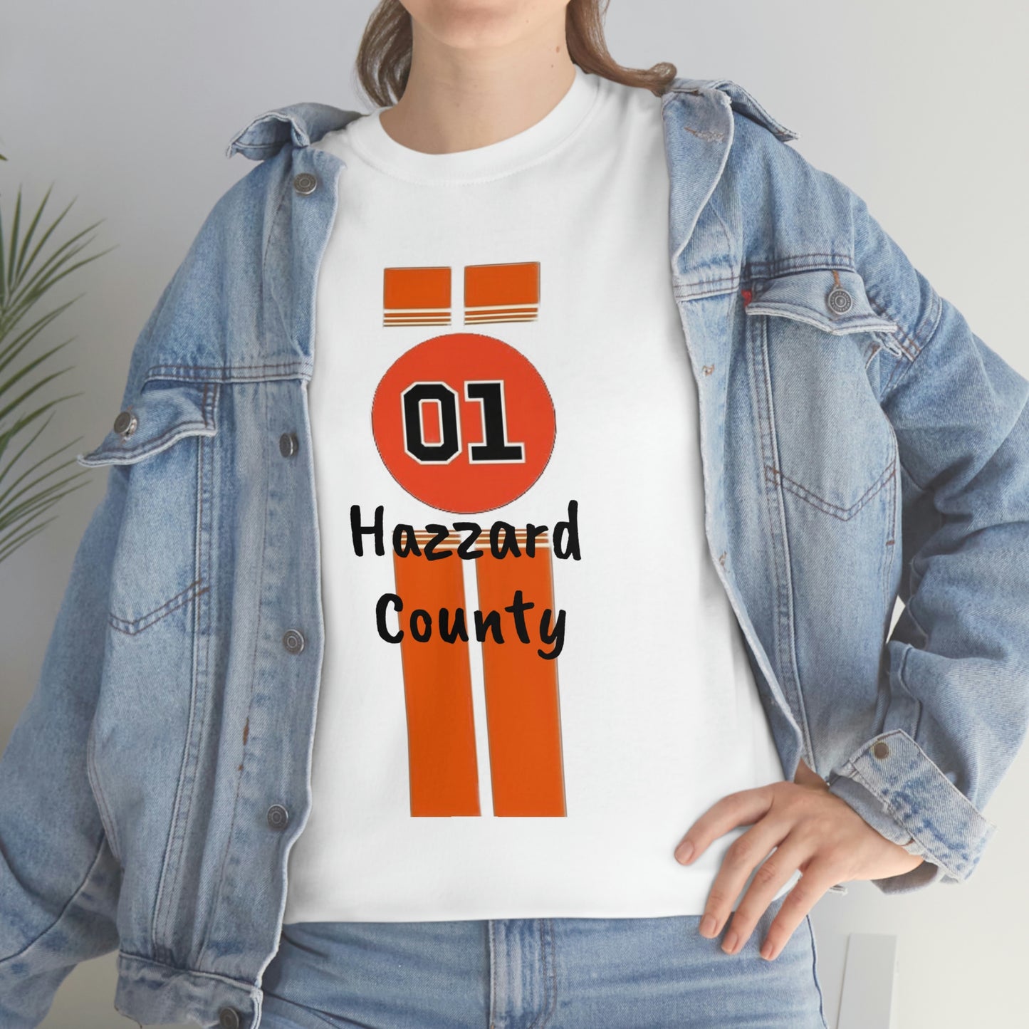 Hazzard County General Lee Racing Stripes Heavy Cotton Tee