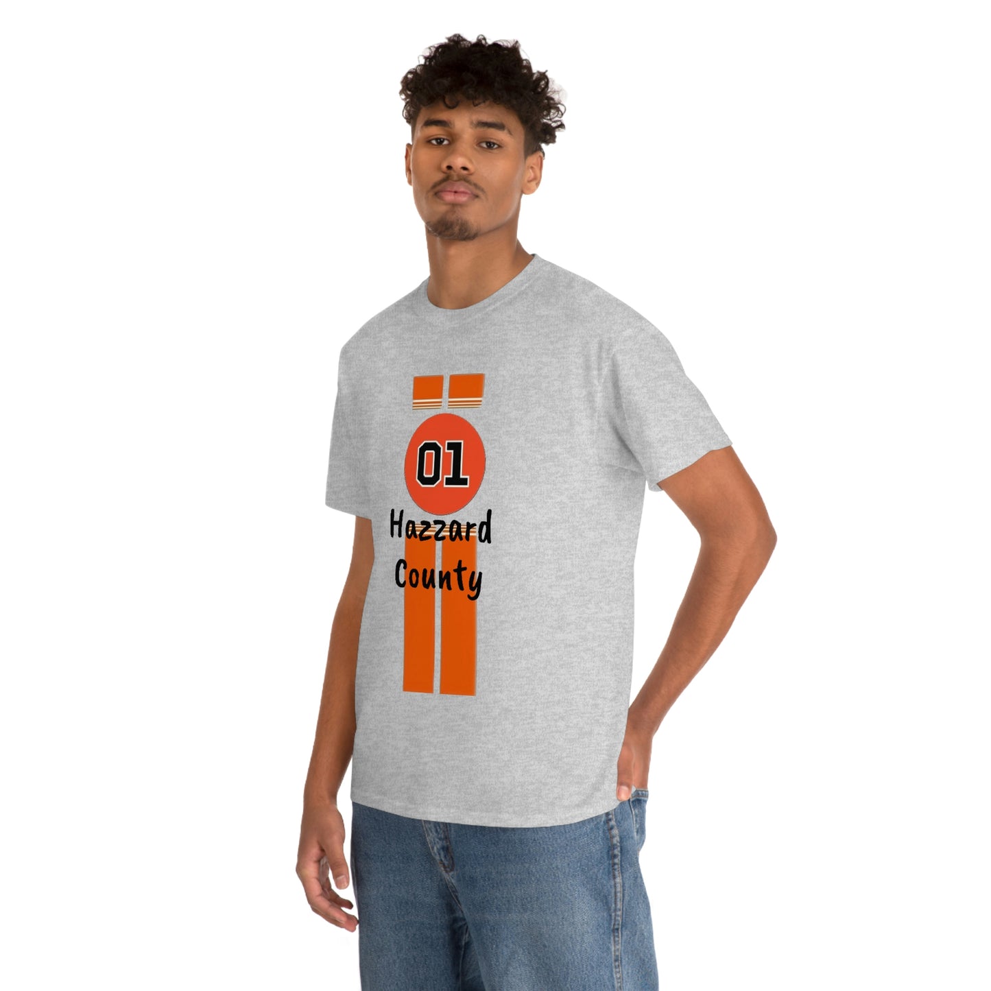 Hazzard County General Lee Racing Stripes Heavy Cotton Tee