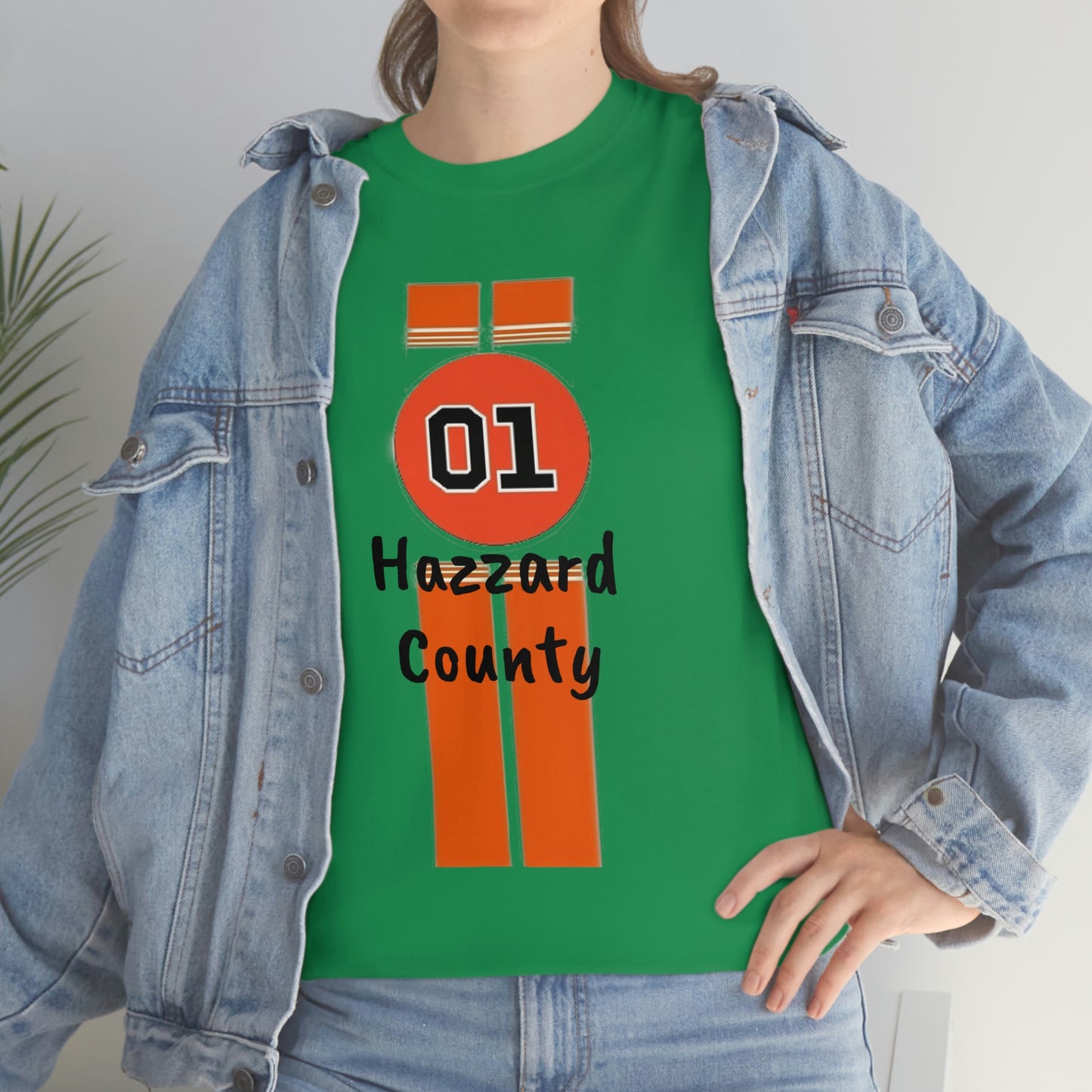 Hazzard County General Lee Racing Stripes Heavy Cotton Tee