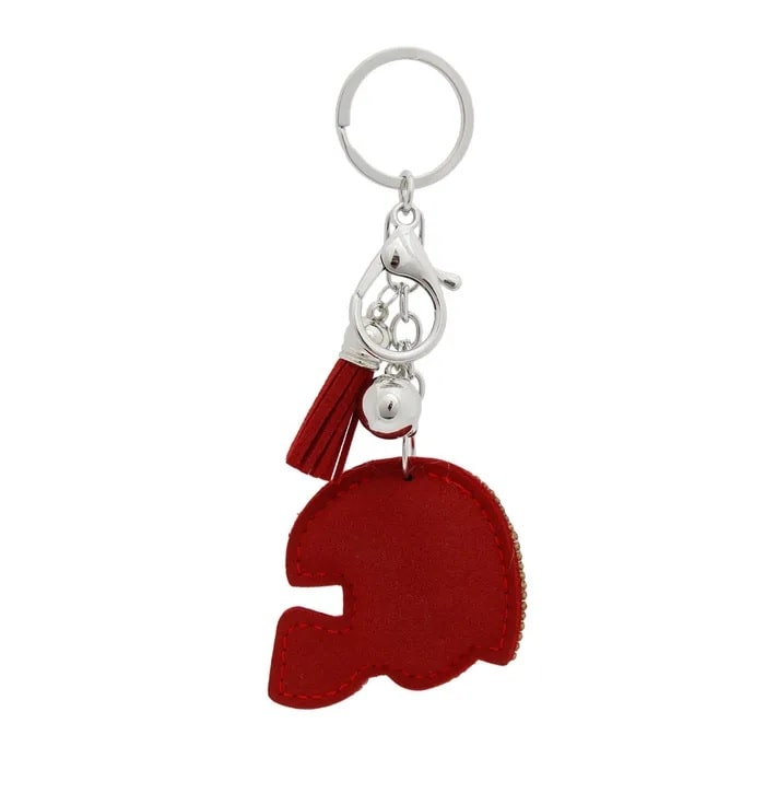 Red Football Helmet Keychain Rear