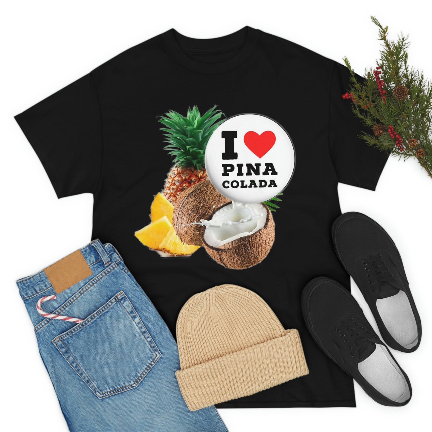 I Love Pina Colada Unisex Heavy Cotton Tee Shirt