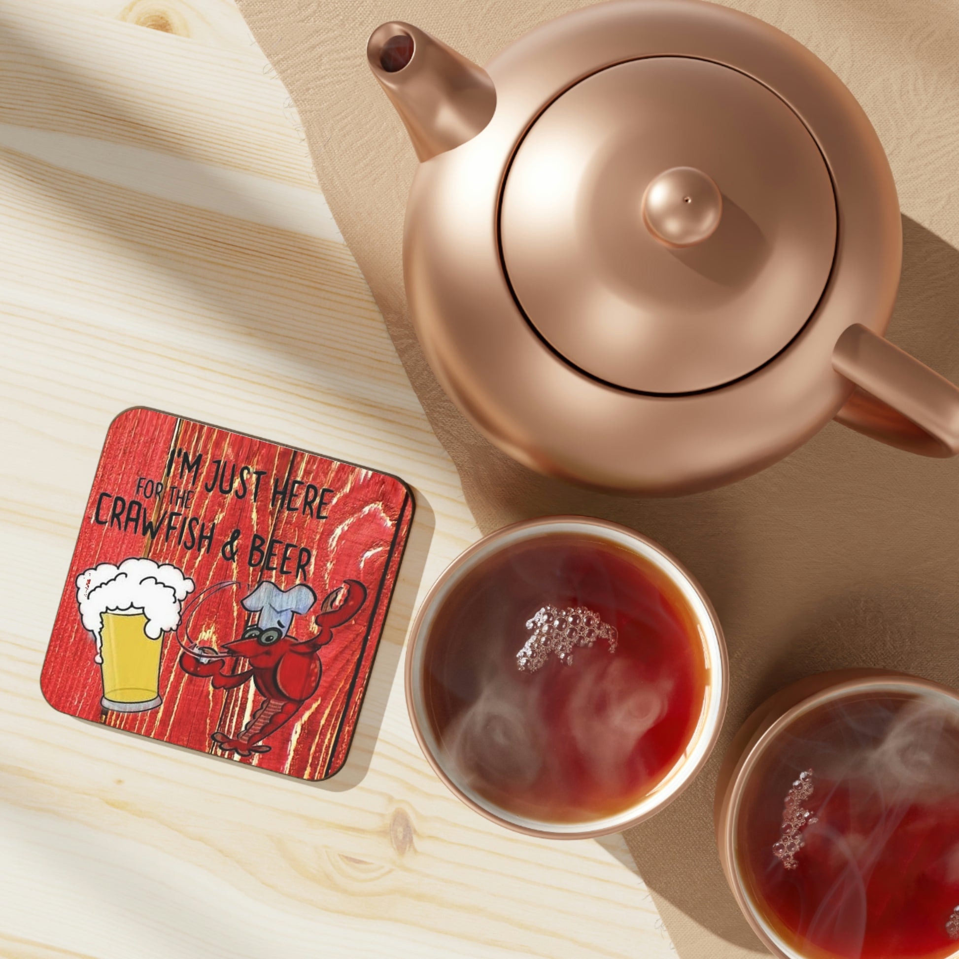Crawfish and Beer Hardboard Back Coaster