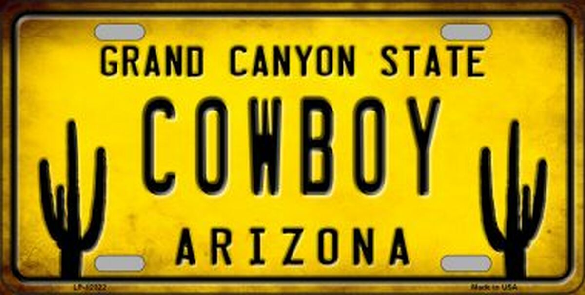 Arizona Cowboy Novelty Metal License Plate