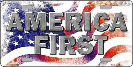 America First Novelty Metal License Plate Tag