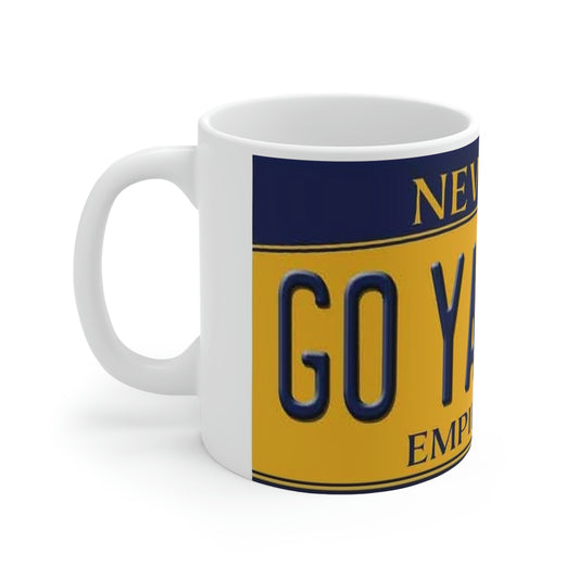 Left Side Go Yankees Ceramic Mug 11oz Retro Style New York License Plate
